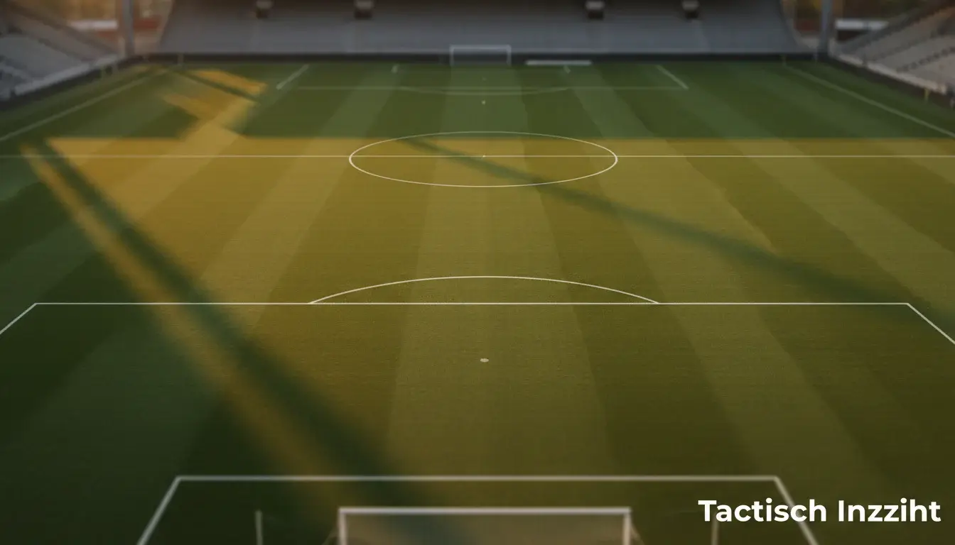 Voetbalveld met tactisch bord en strategische lijnen