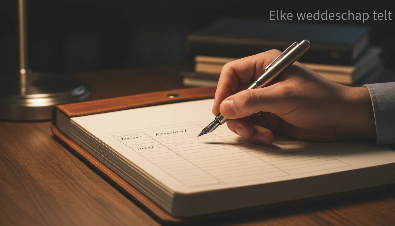 Hand die notities maakt in een logboek