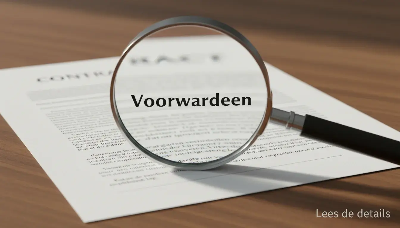 Document met vergrootglas dat kleine lettertjes bekijkt