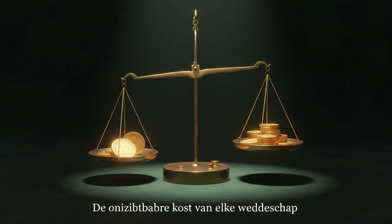 Balans met munten die de scheefheid van het systeem symboliseert