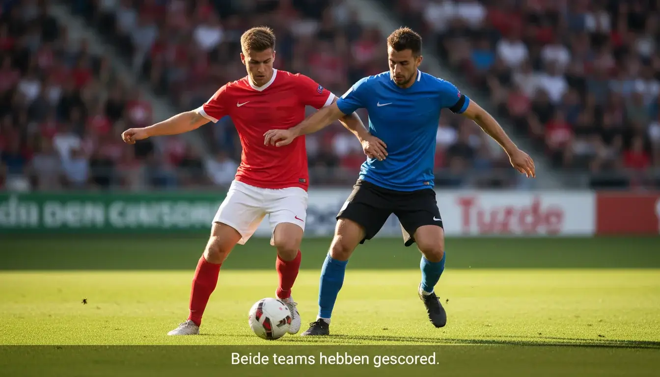 Twee voetballers van tegenovergestelde teams in duel om de bal
