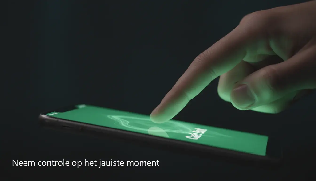 Vinger boven cash out knop op smartphone scherm