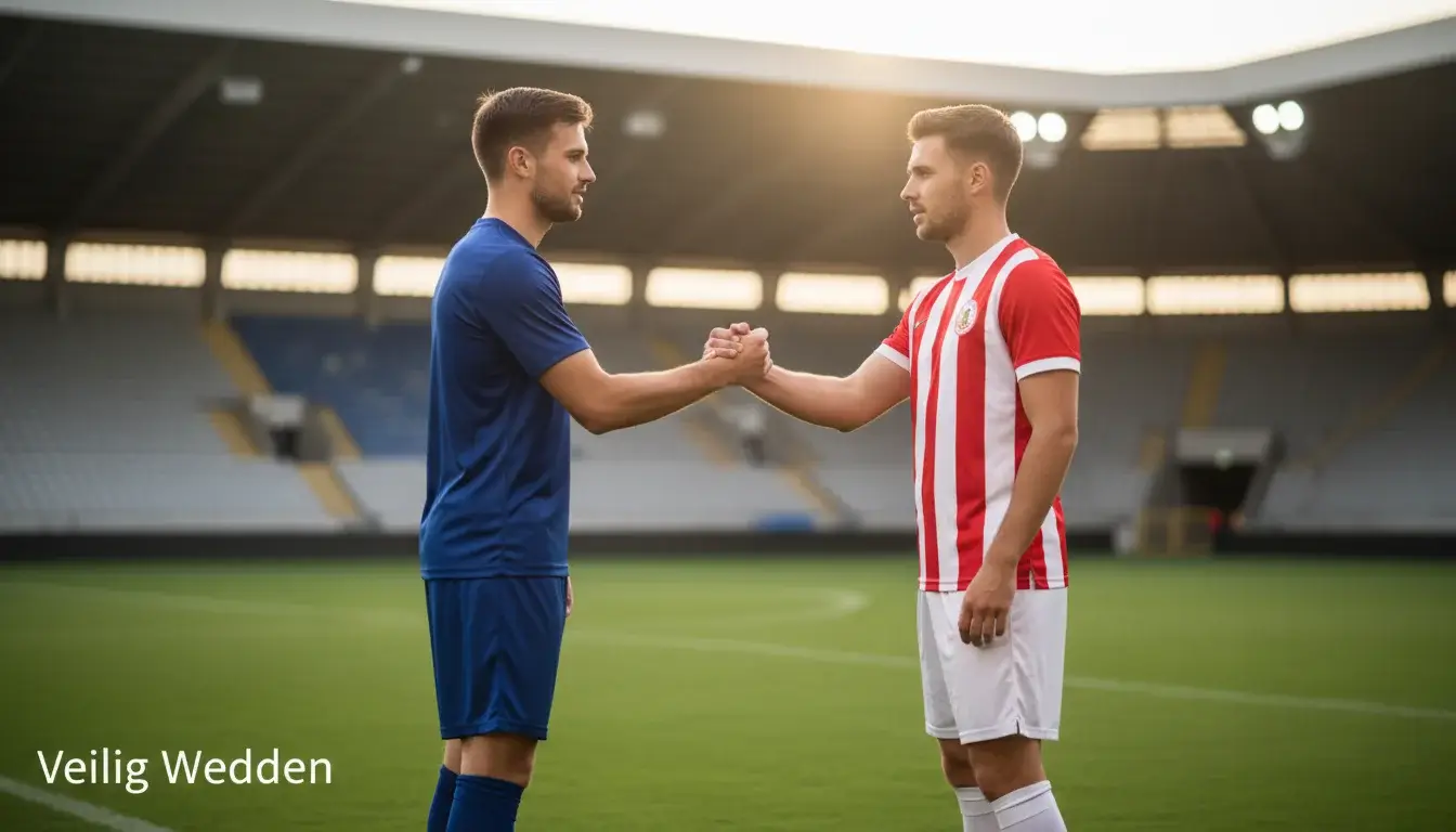 Voetballers schudden handen na een gelijkspel op het veld