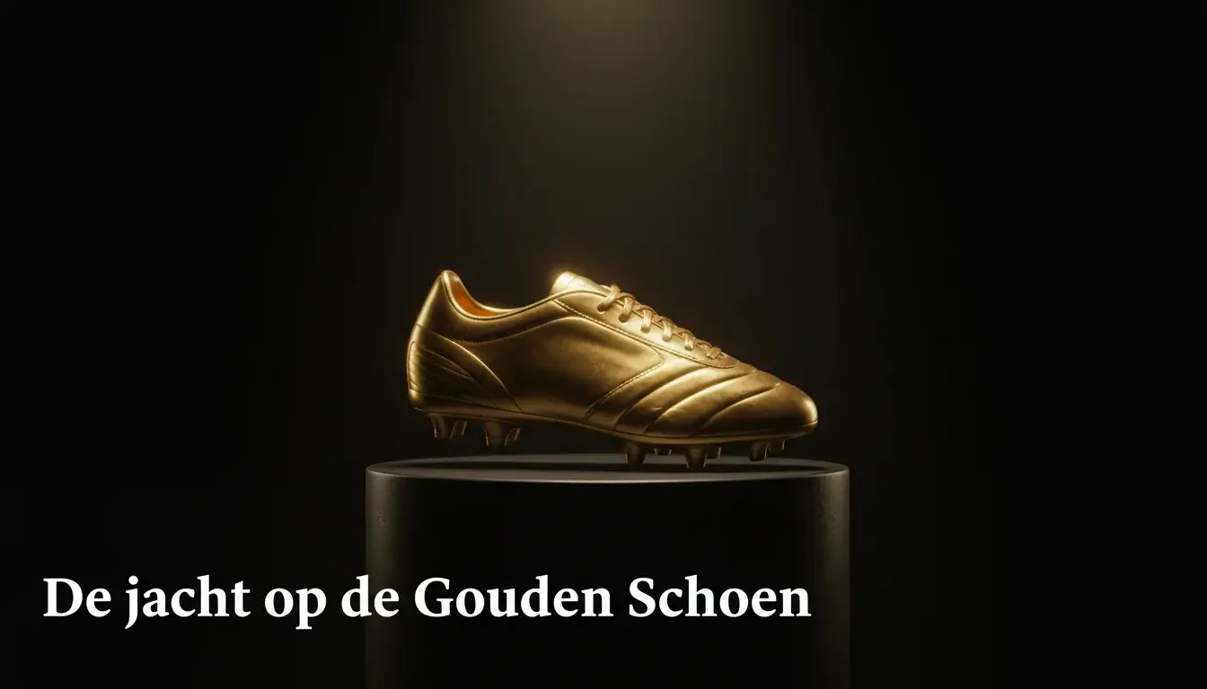 Gouden voetbalschoen trofee op voetstuk