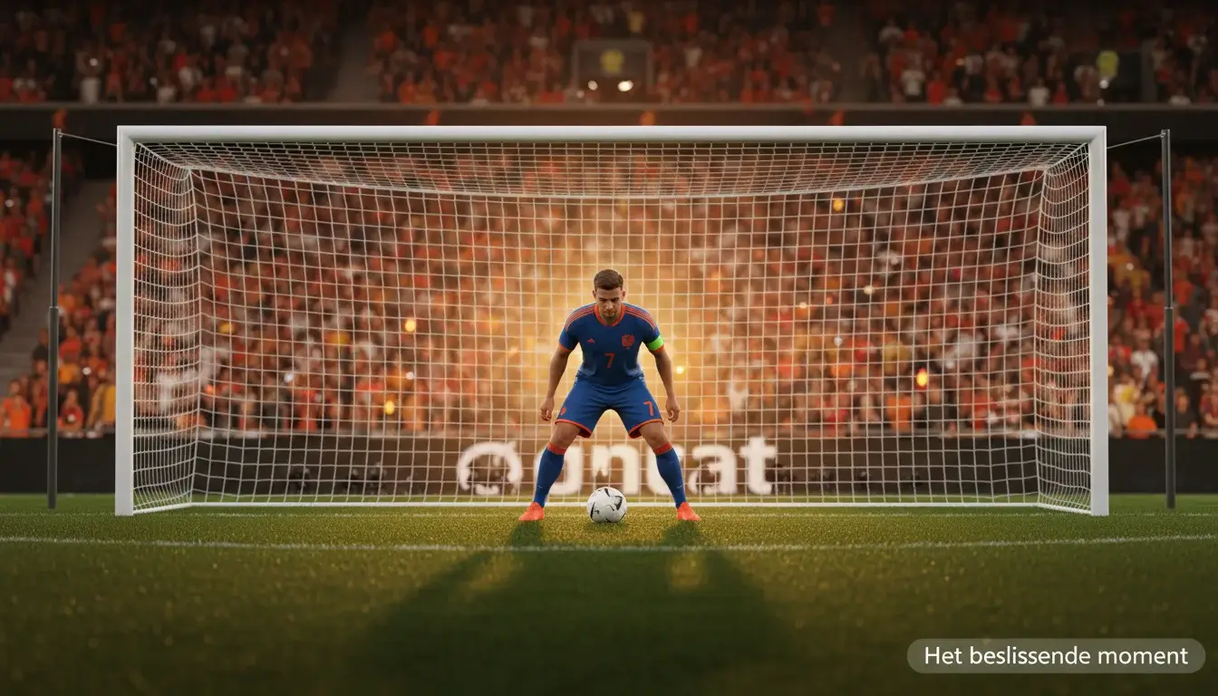Voetballer klaar om penalty te nemen vanaf de stip