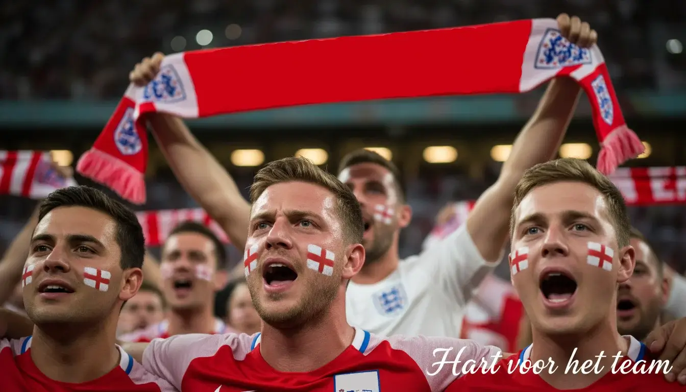 Voetbalsupporters met sjaals en vlaggen in stadion
