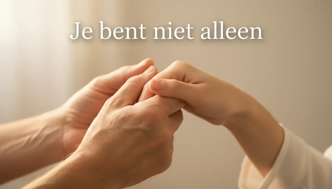 Twee handen die elkaar vasthouden in gebaar van steun