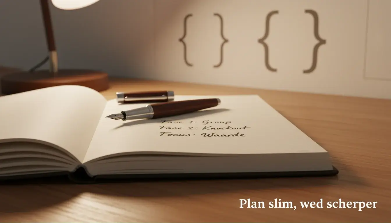 Notitieboek met strategieaantekeningen en schema
