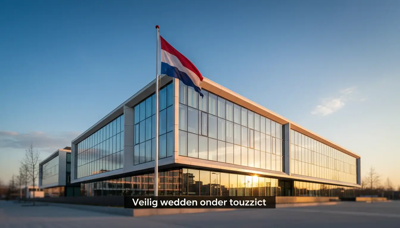 Officieel gebouw met Nederlandse vlag