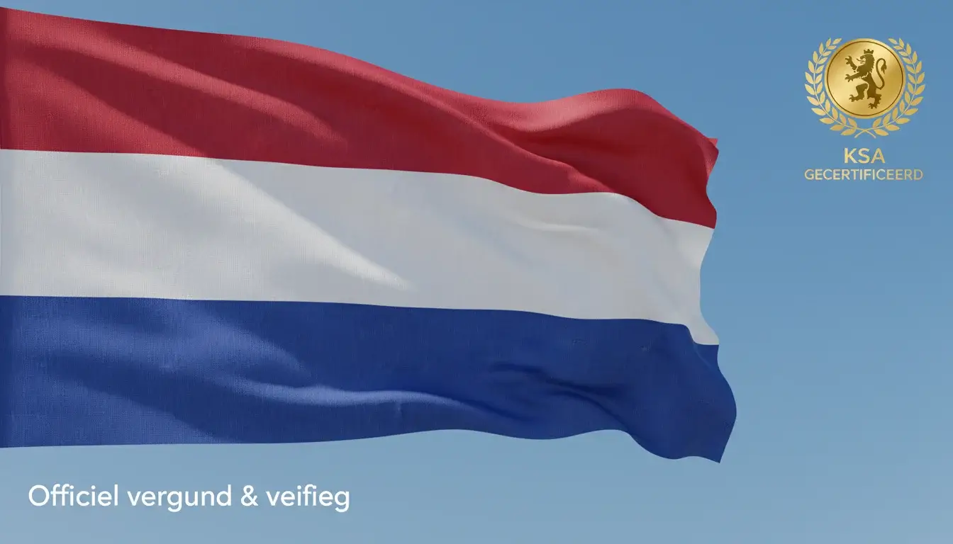 Nederlandse vlag met officieel keurmerk symbool