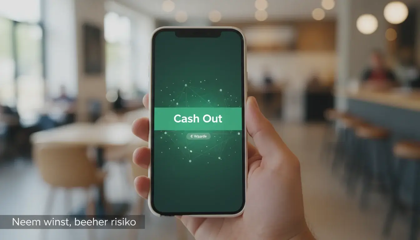 Smartphone met cash out optie op betting app