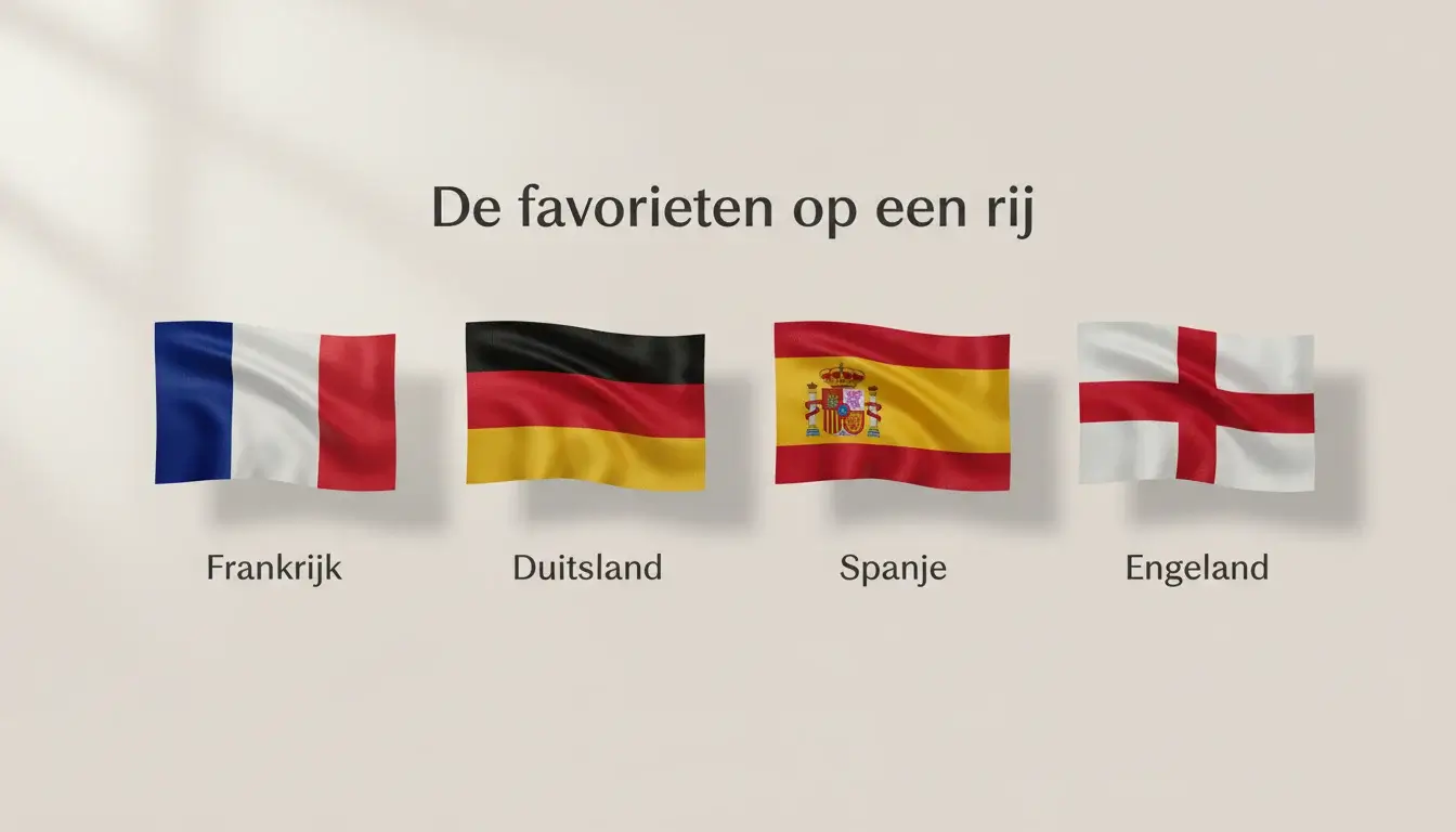 Vlaggen van Europese toplanden naast elkaar