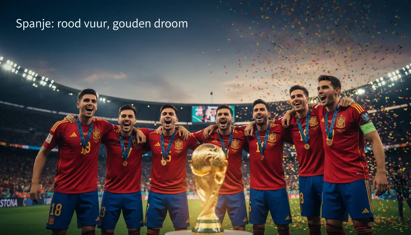 Spaans elftal viert overwinning met trofee