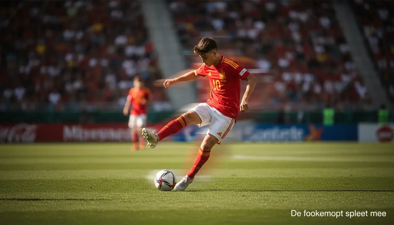 Jonge voetballer met de bal in technische actie