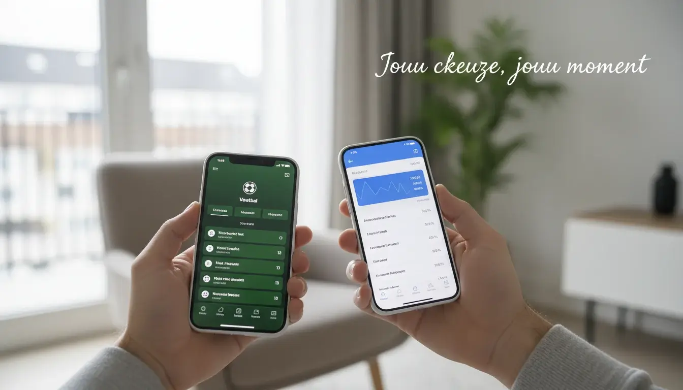 Twee handen die elk een smartphone vasthouden met betting apps
