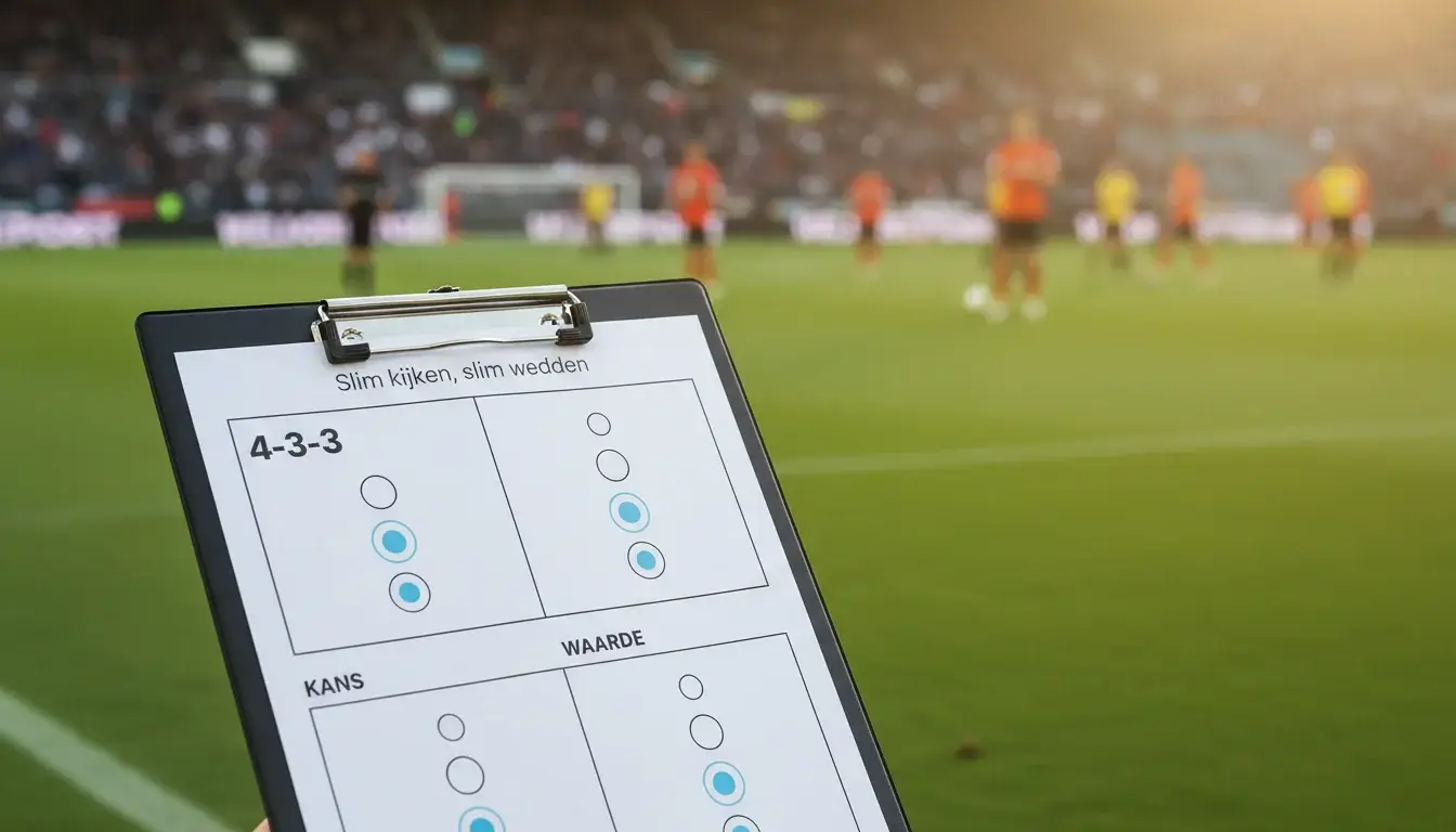EK-voetbalwedstrijd met tactisch bord op de voorgrond