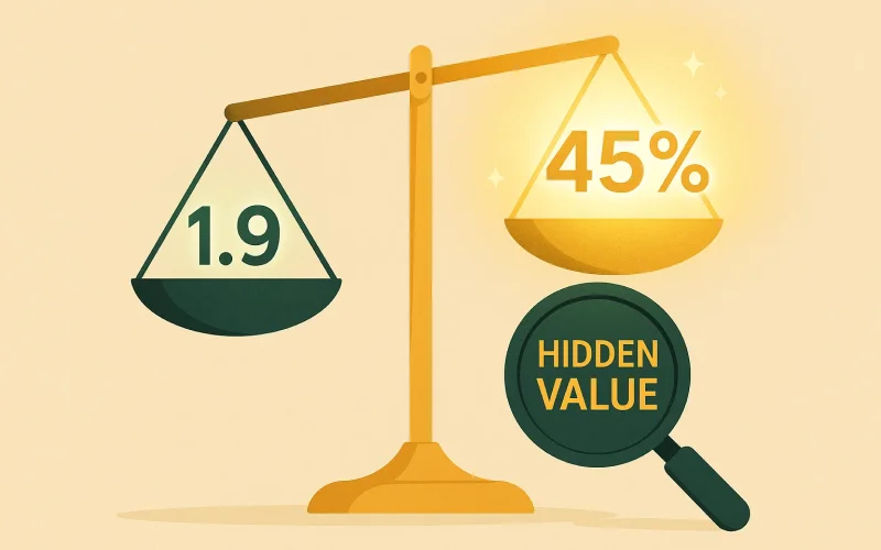 Value betting concept met balans tussen bookmaker odds en werkelijke waarschijnlijkheid